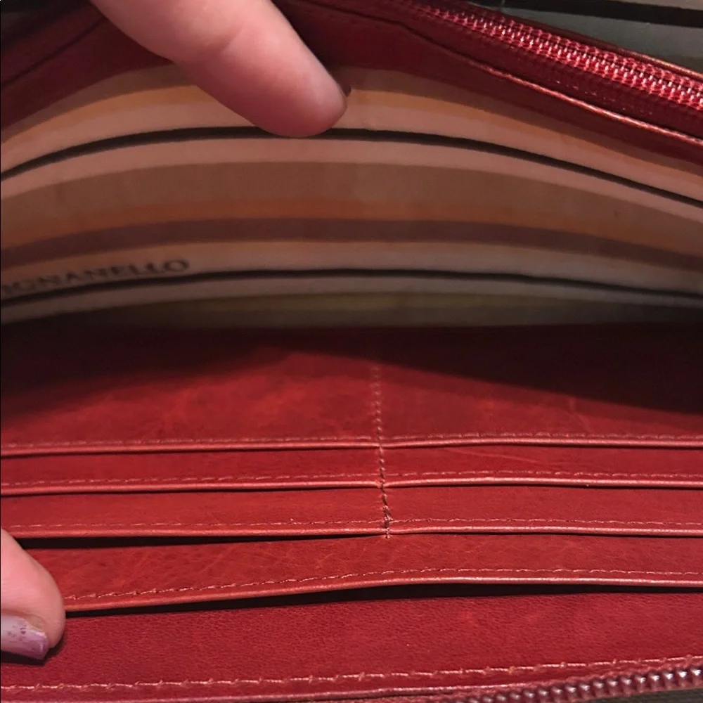 NWT Vintage Tignanello Red and Brown Leather Wallet